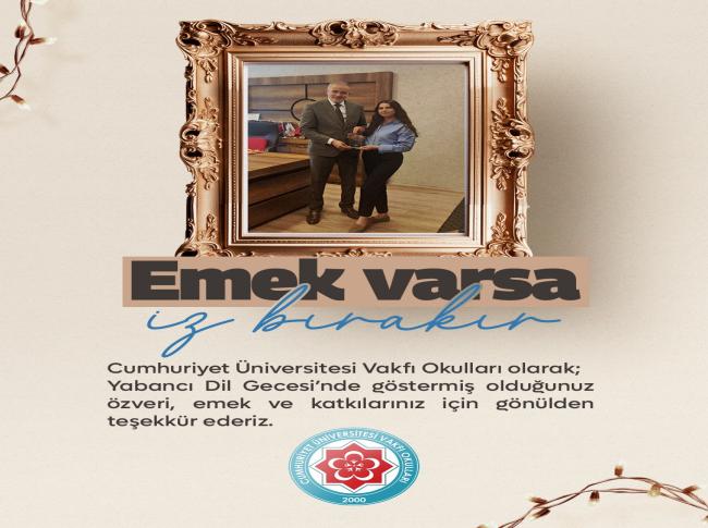 İngilizce Gecesinde Emek Veren Öğretmenlerimize Teşekkür Ederiz. görseli
