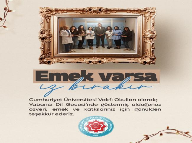 İngilizce Gecesinde Emek Veren Öğretmenlerimize Teşekkür Ederiz. görseli