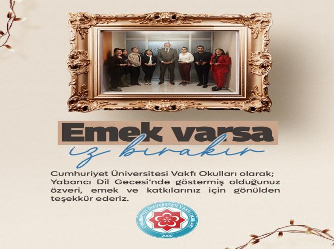 İngilizce Gecesinde Emek Veren Öğretmenlerimize Teşekkür Ederiz. görseli