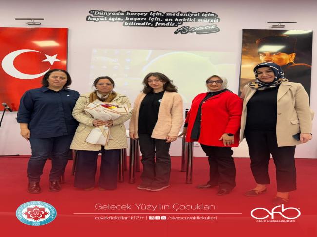 Sivas Cumhuriyet Üniversitesi Fen Fakültesi Moleküler Biyoloji ve Genetik Bölümünden Prof. Dr. Binnur Akkaya hocamızı Fen  ve Anadolu Lisesi öğrencilerimizle buluşturduk. görseli