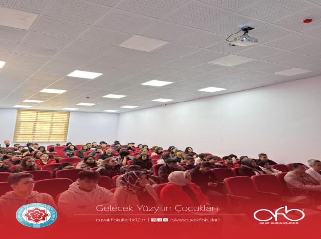 Sivas Cumhuriyet Üniversitesi Fen Fakültesi Moleküler Biyoloji ve Genetik Bölümünden Prof. Dr. Binnur Akkaya hocamızı Fen  ve Anadolu Lisesi öğrencilerimizle buluşturduk. görseli